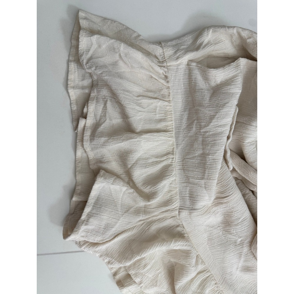 American Eagle Women Dress Cream Gauze Faux Wrap Tie Waist S - Picture 5 of 7